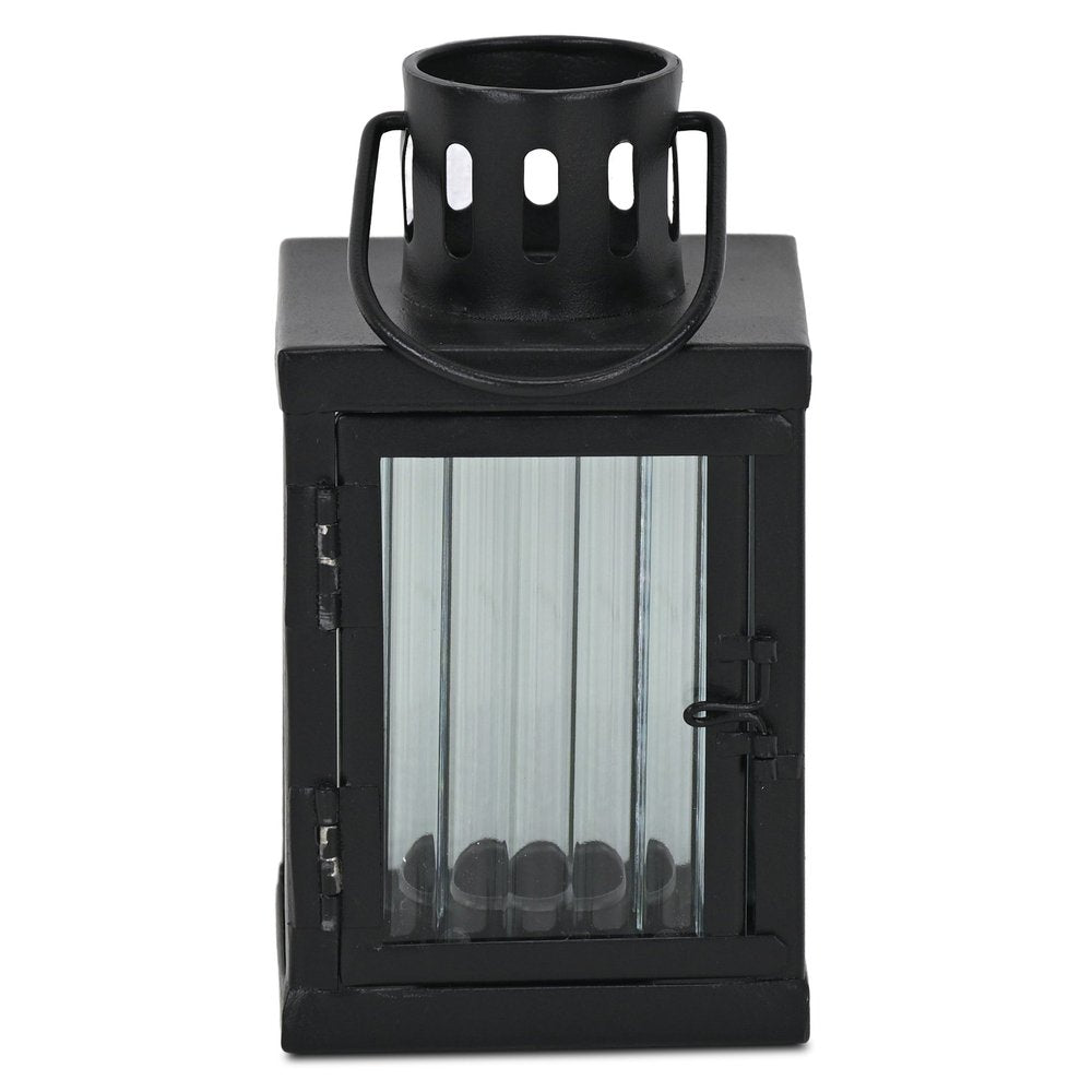 7" Black Metal Tabletop Lantern Candle Holder