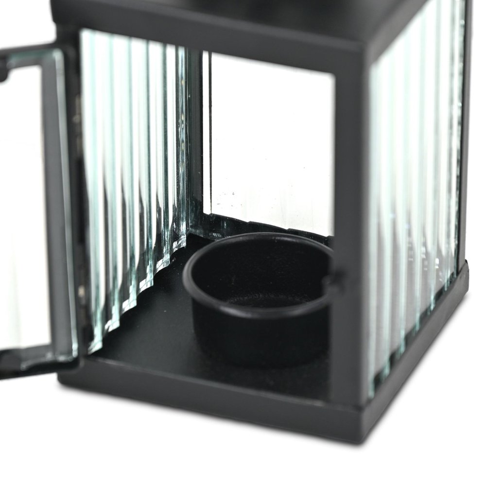 7" Black Metal Tabletop Lantern Candle Holder