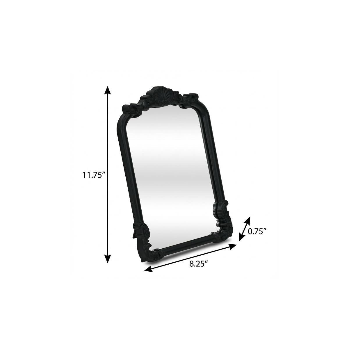 12" Black Solid Wood Scalloped Framed Makeup Shaving Tabletop Mirror