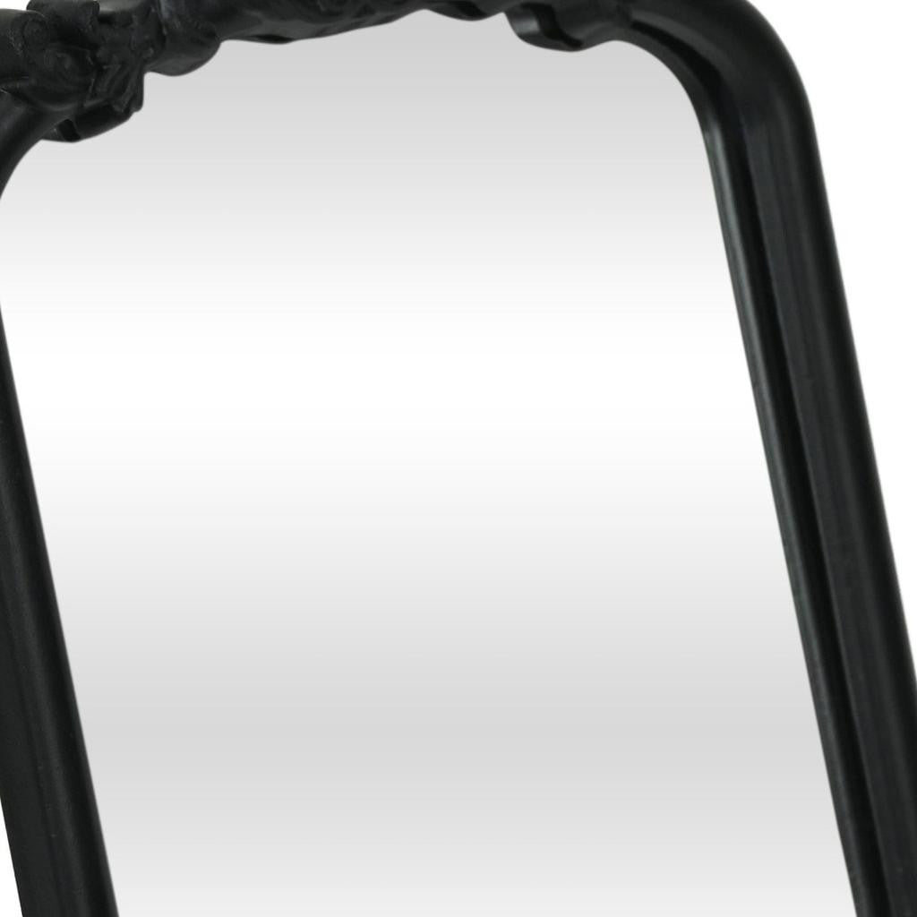 12" Black Solid Wood Scalloped Framed Makeup Shaving Tabletop Mirror