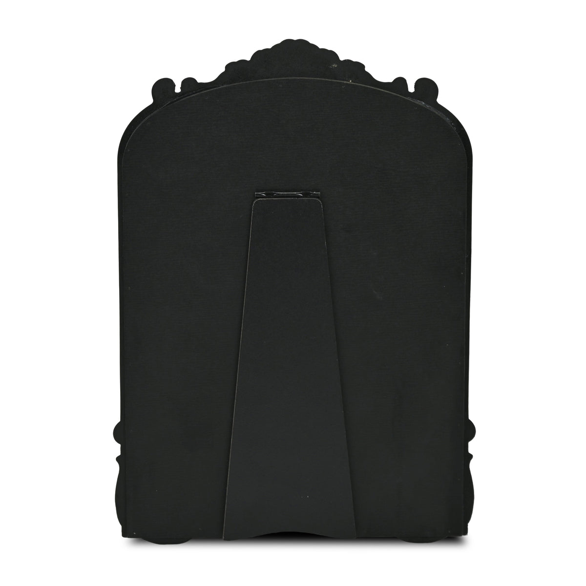 12" Black Solid Wood Scalloped Framed Makeup Shaving Tabletop Mirror