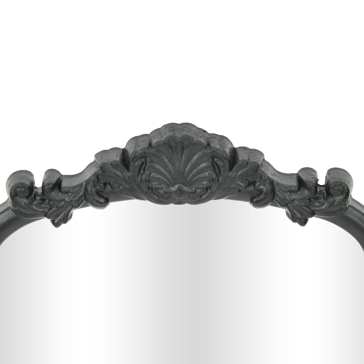 12" Black Solid Wood Scalloped Framed Makeup Shaving Tabletop Mirror