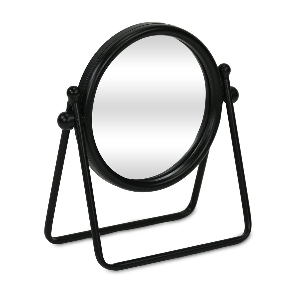 10" Black Metal Round Framed Adjustable Makeup Shaving Tabletop Mirror