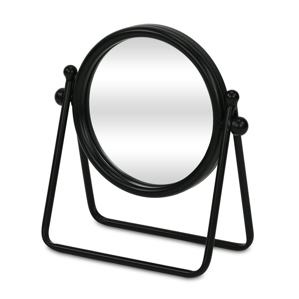 10" Black Metal Round Framed Adjustable Makeup Shaving Tabletop Mirror