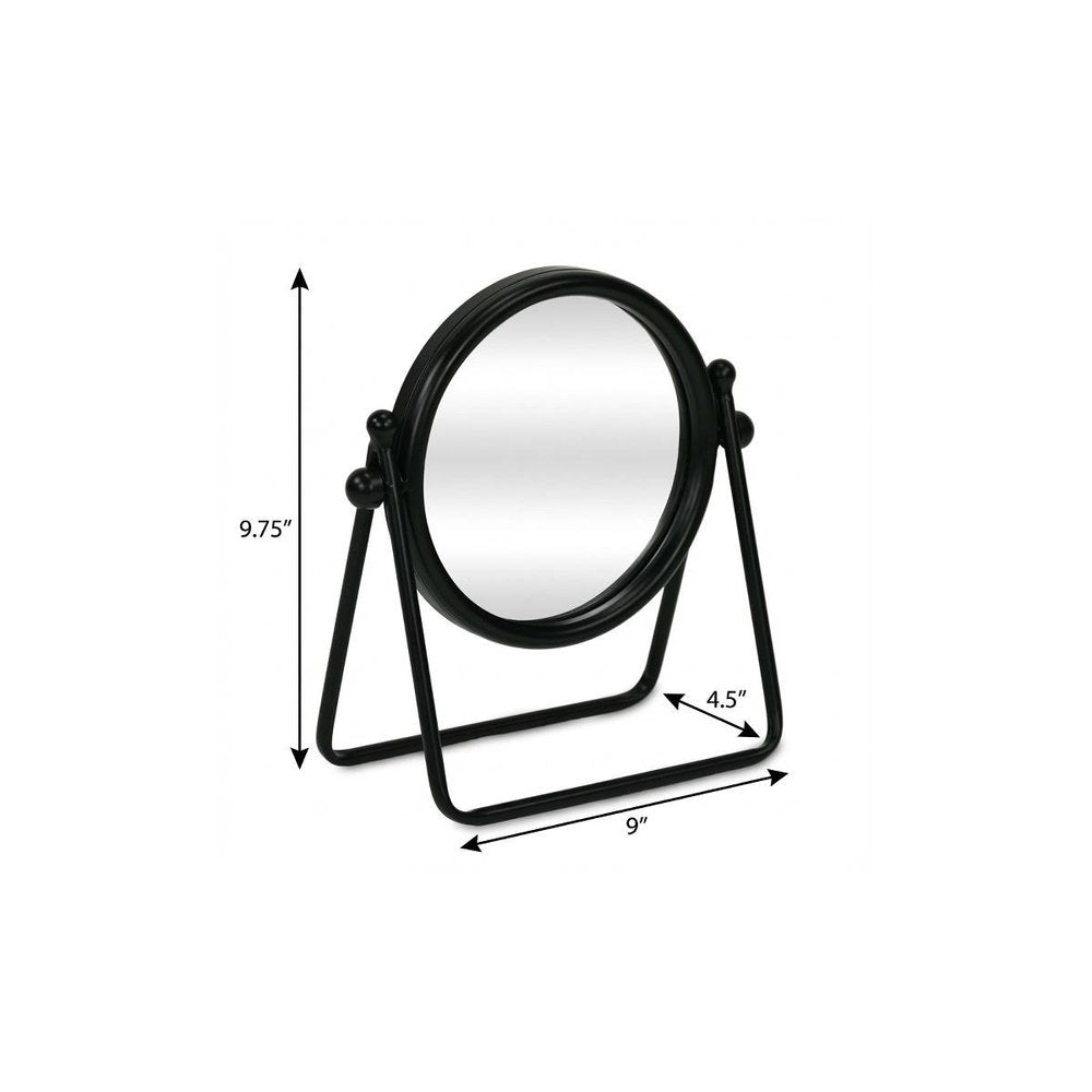 10" Black Metal Round Framed Adjustable Makeup Shaving Tabletop Mirror