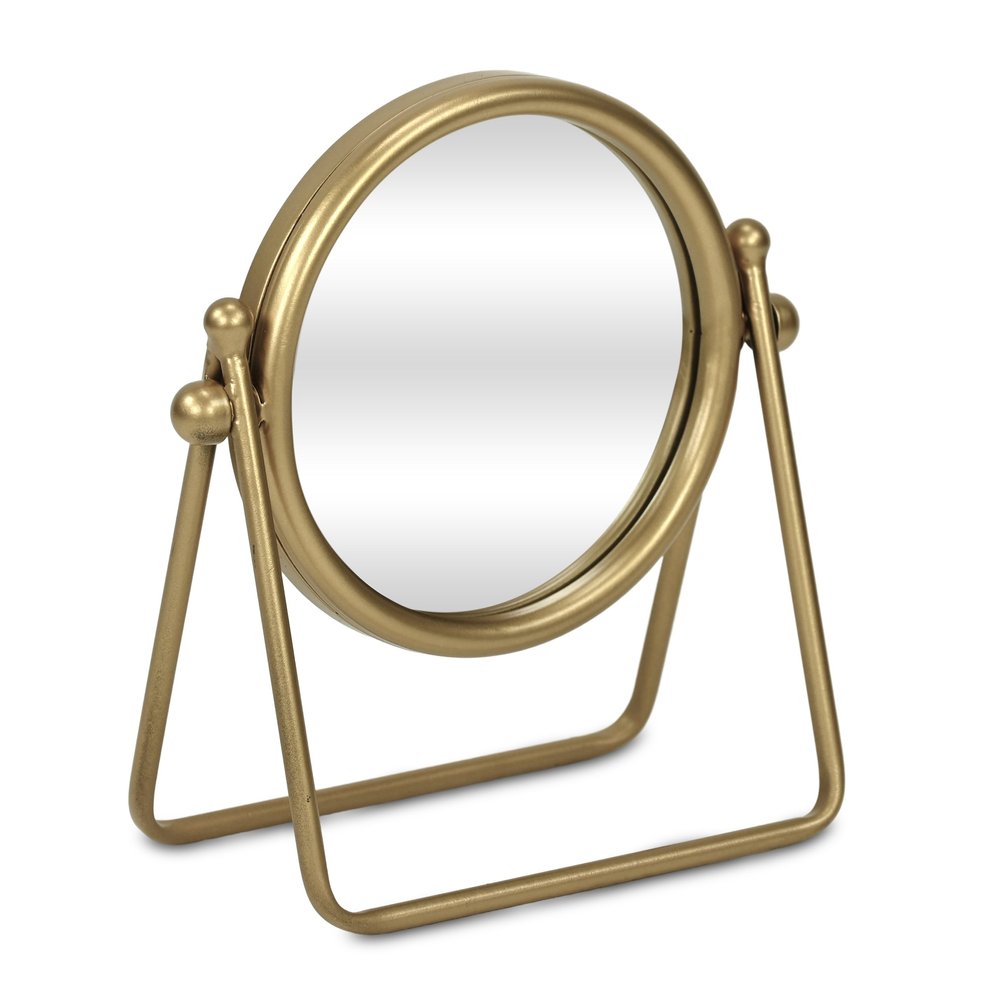 10" Gold Metal Round Tilting Framed Makeup Shaving Tabletop Mirror