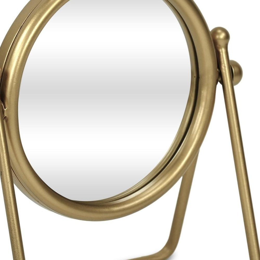 10" Gold Metal Round Tilting Framed Makeup Shaving Tabletop Mirror