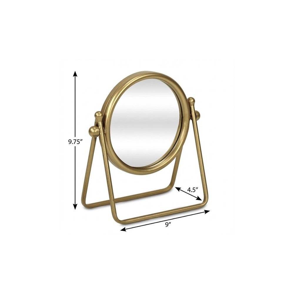 10" Gold Metal Round Tilting Framed Makeup Shaving Tabletop Mirror