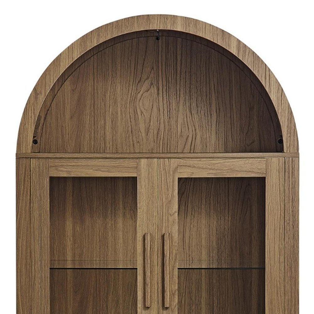 67" Brown Wood Oval Accent Cabinet With Two Doors