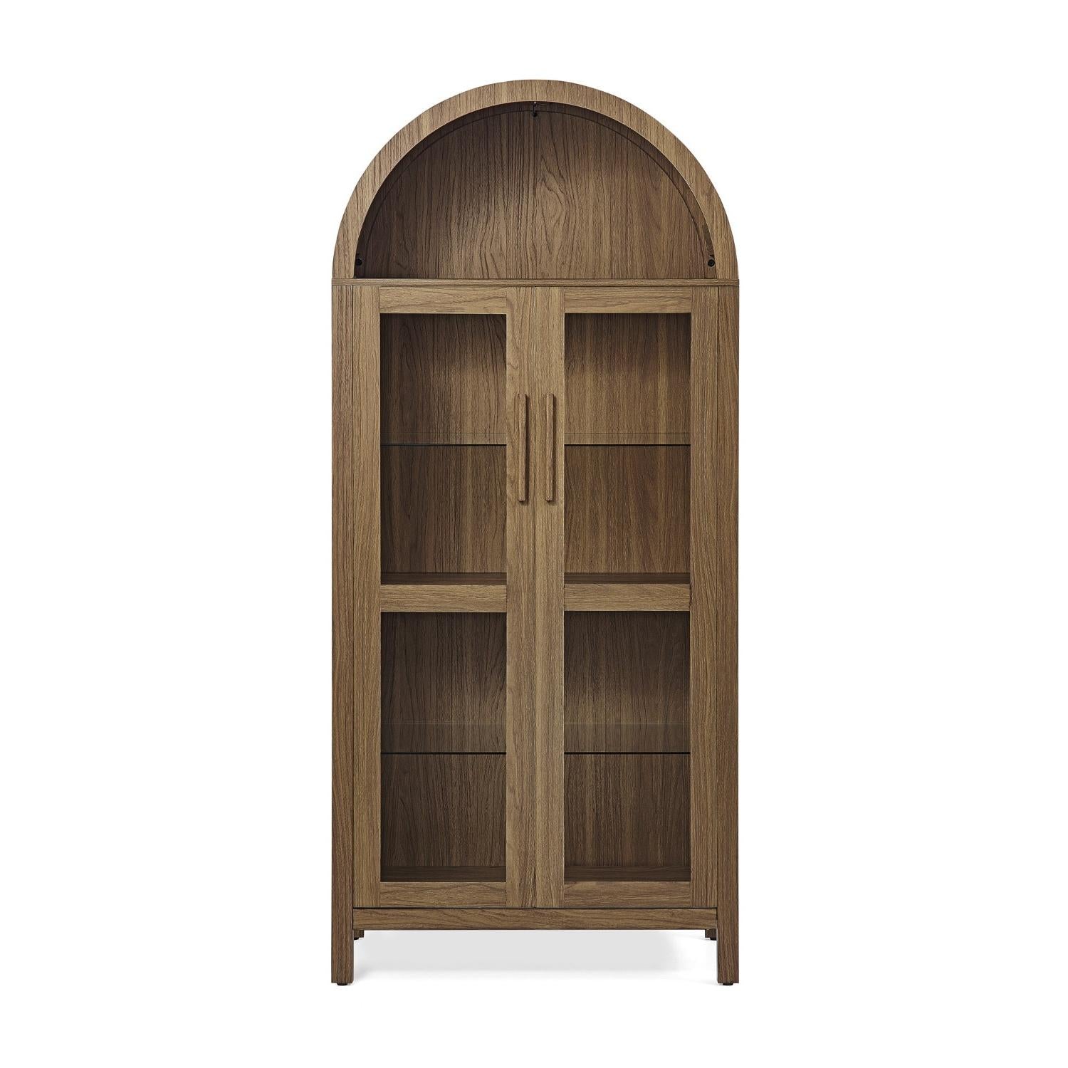 67" Brown Wood Oval Accent Cabinet With Two Doors