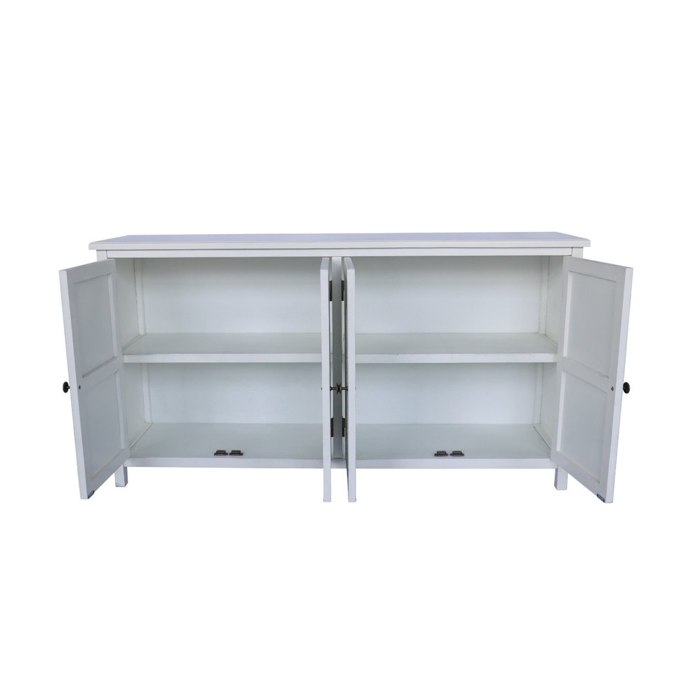 60" White Wood Sideboard With Four Doors