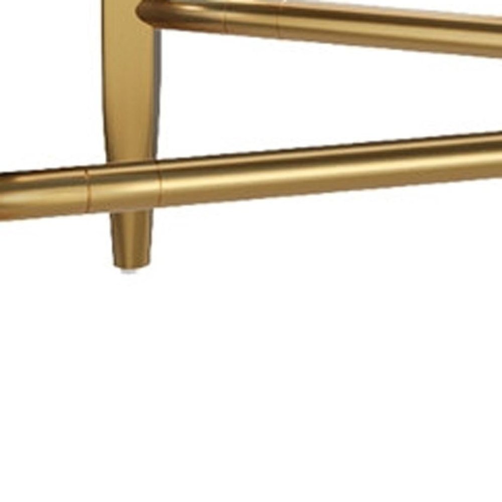 32" White and Gold Wood Accent Cabinet With Two Doors