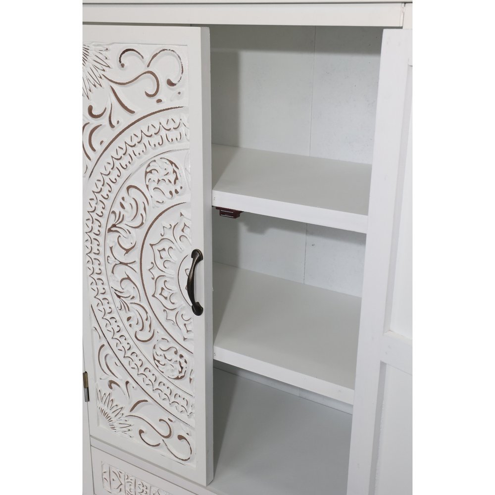 27" White Wood Accent Cabinet With Two Doors And Two Drawers