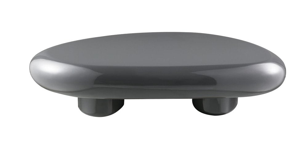46" Gray Wood and Steel Oval Coffee Table