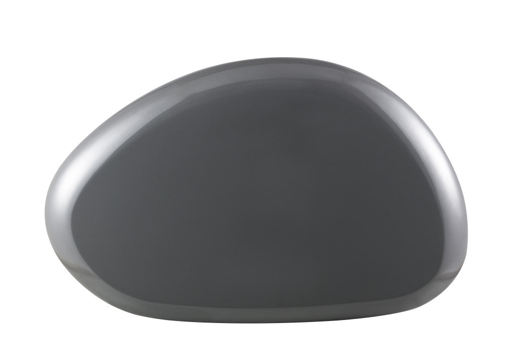 46" Gray Wood and Steel Oval Coffee Table