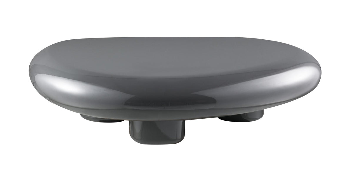 46" Gray Wood and Steel Oval Coffee Table