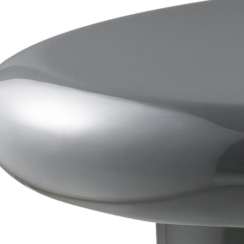 46" Gray Wood and Steel Oval Coffee Table