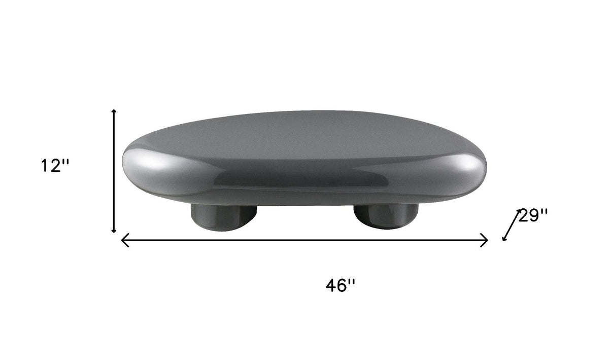 46" Gray Wood and Steel Oval Coffee Table