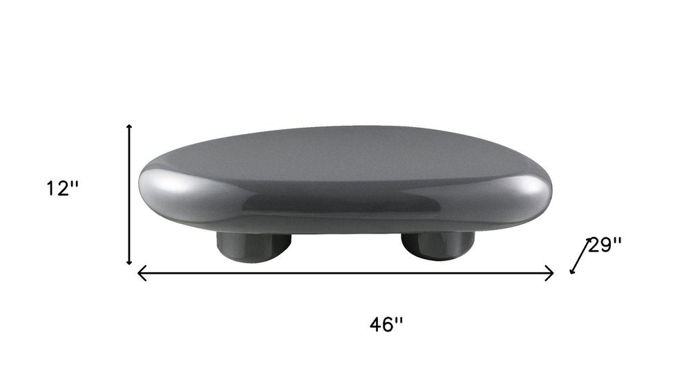 46" Gray Wood and Steel Oval Coffee Table