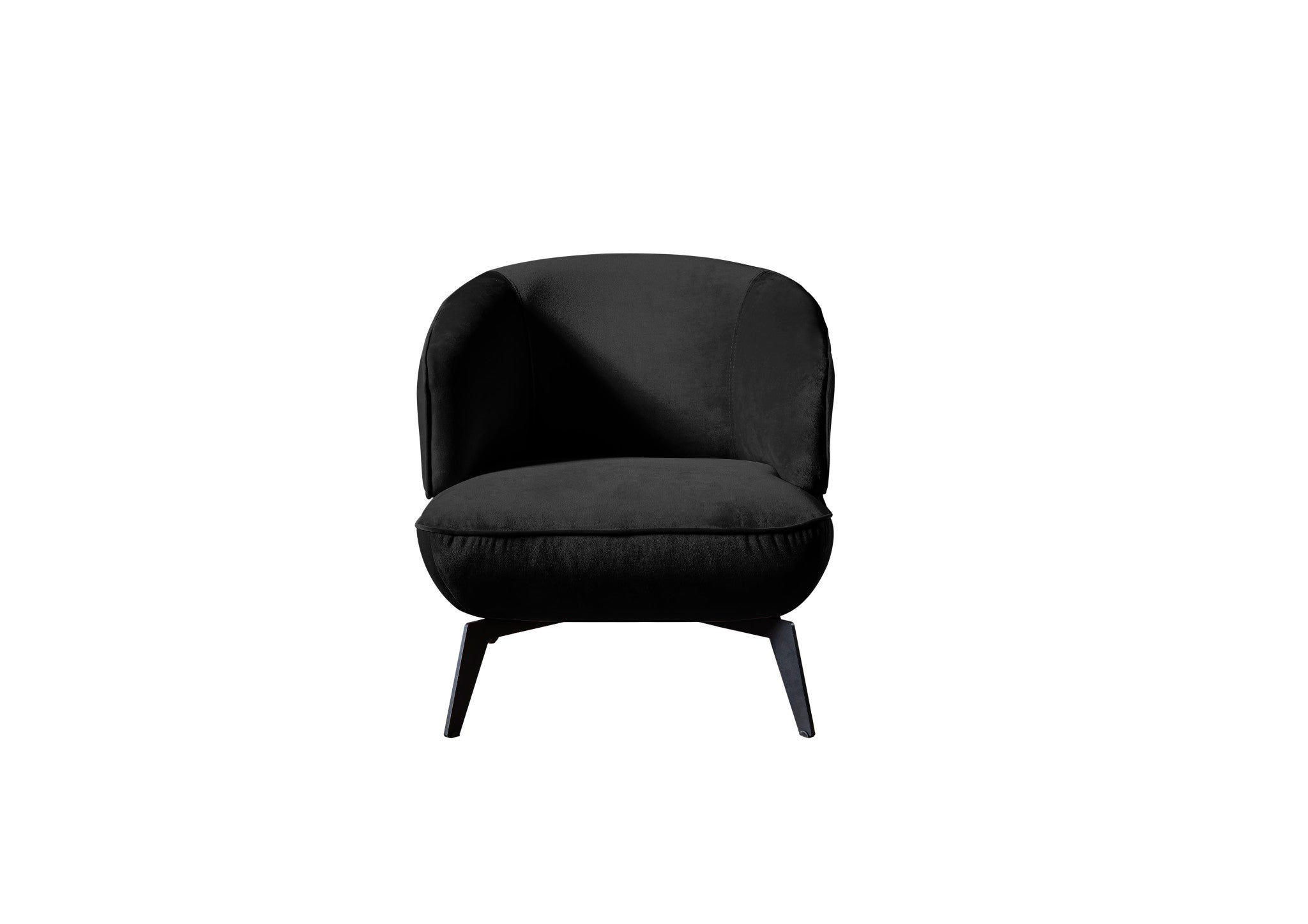 28" Black Velvet and Steel Lounge Chair