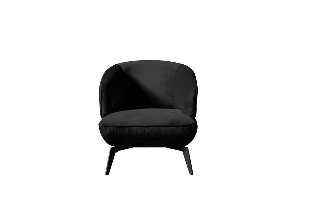 28" Black Velvet and Steel Lounge Chair