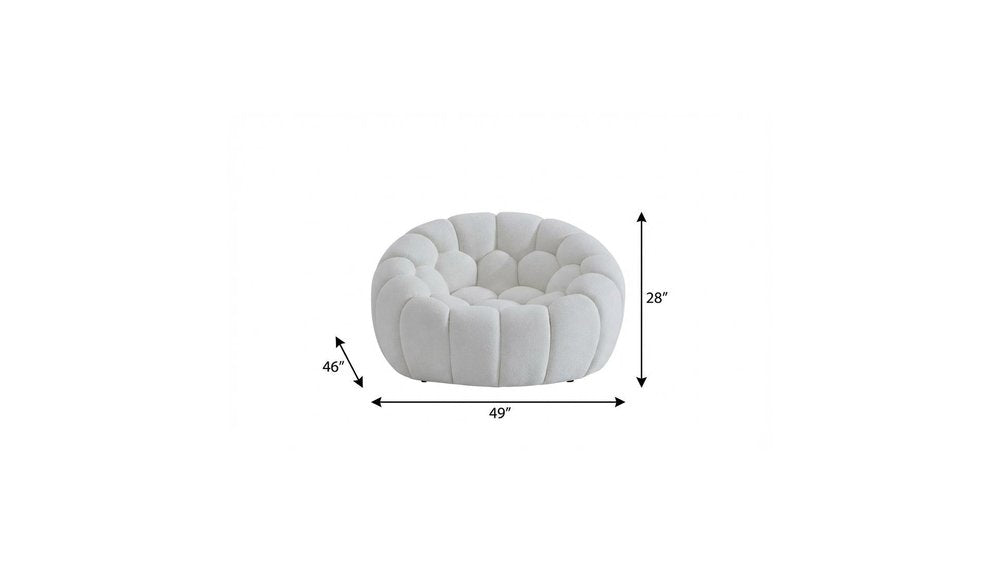 49" White Tufted Boucle Curved Lounge Chair
