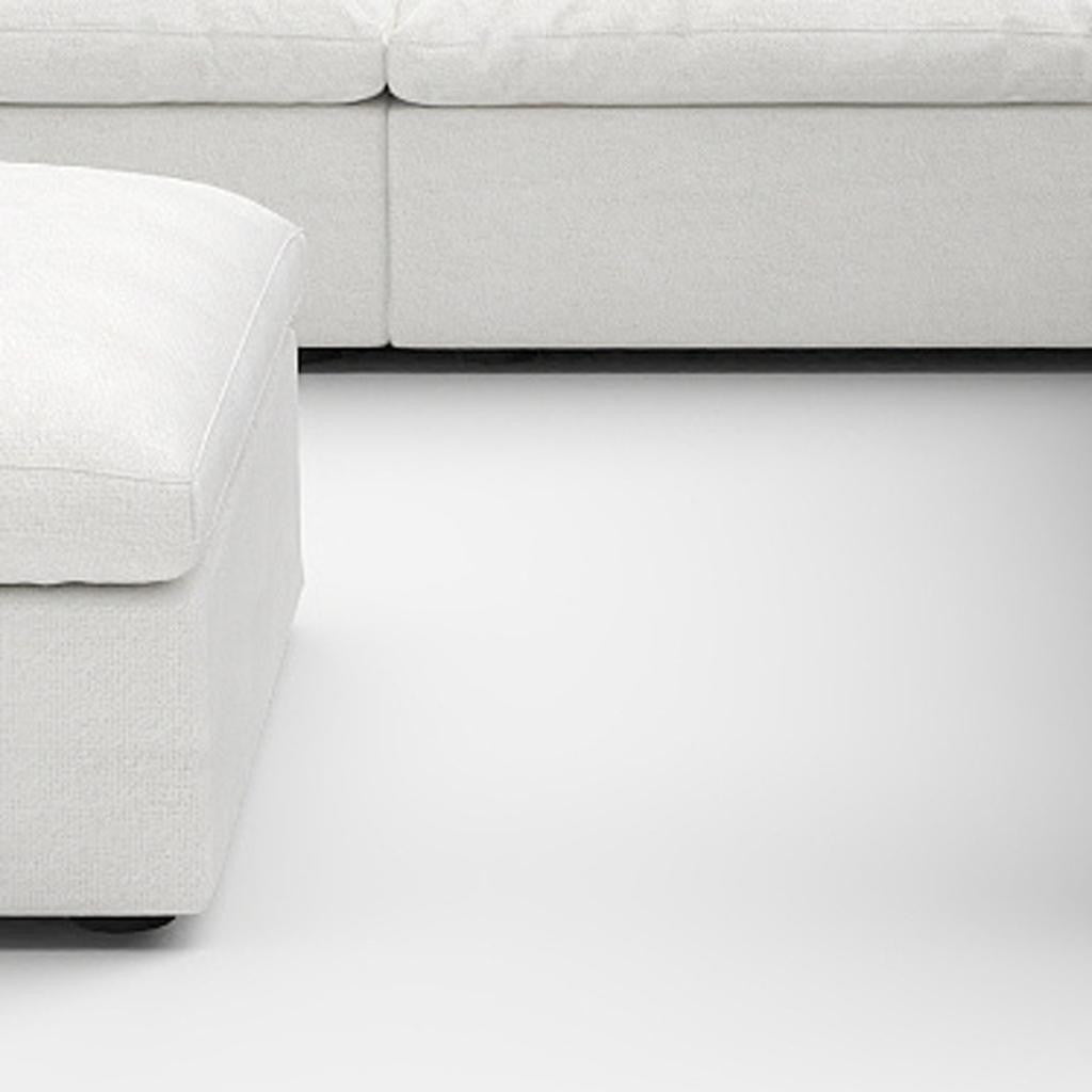 White Linen Blend Modular L Shaped Six Piece Corner Sectional With Ottoman