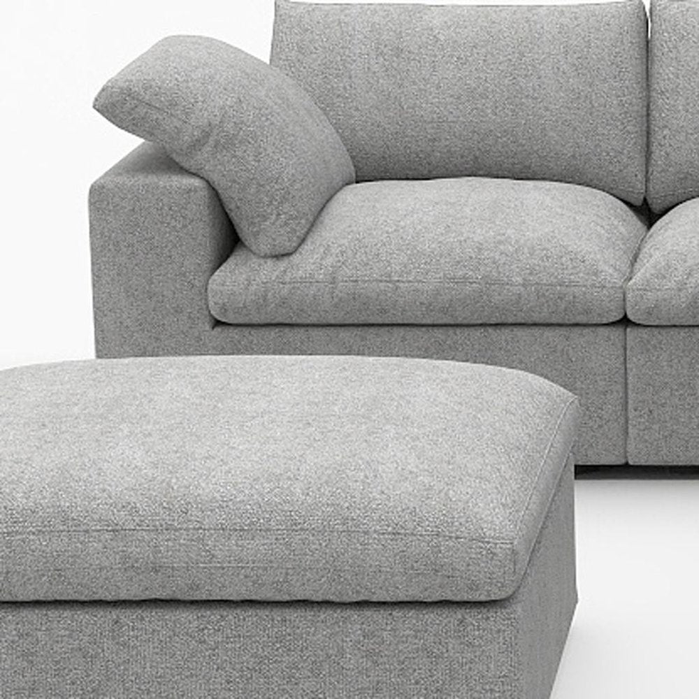 Light Gray Linen Blend Modular L Shaped Six Piece Corner Sectional With Ottoman