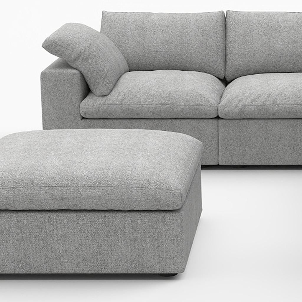 Light Gray Linen Blend Modular L Shaped Six Piece Corner Sectional With Ottoman