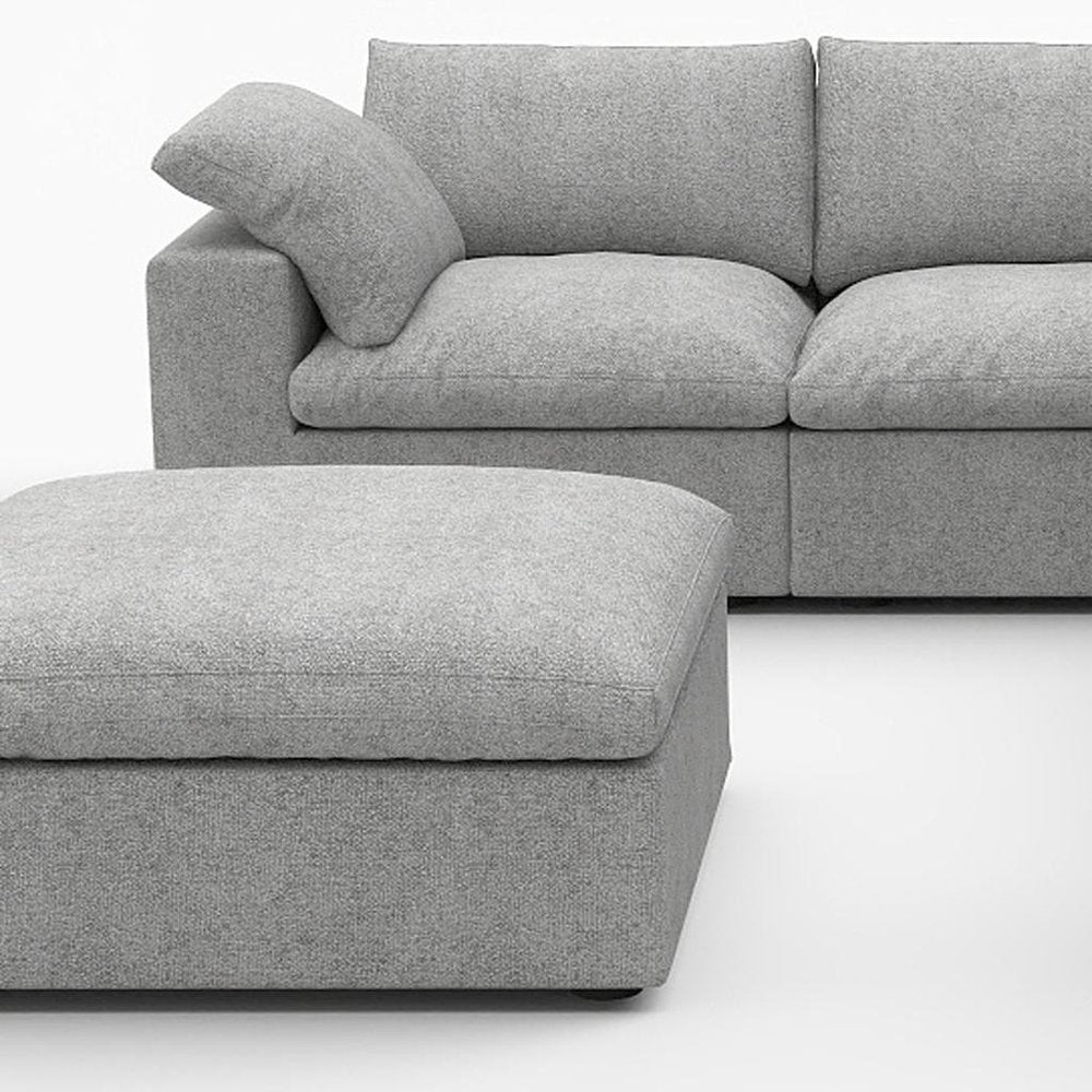 Light Gray Linen Blend Modular L Shaped Six Piece Corner Sectional With Ottoman