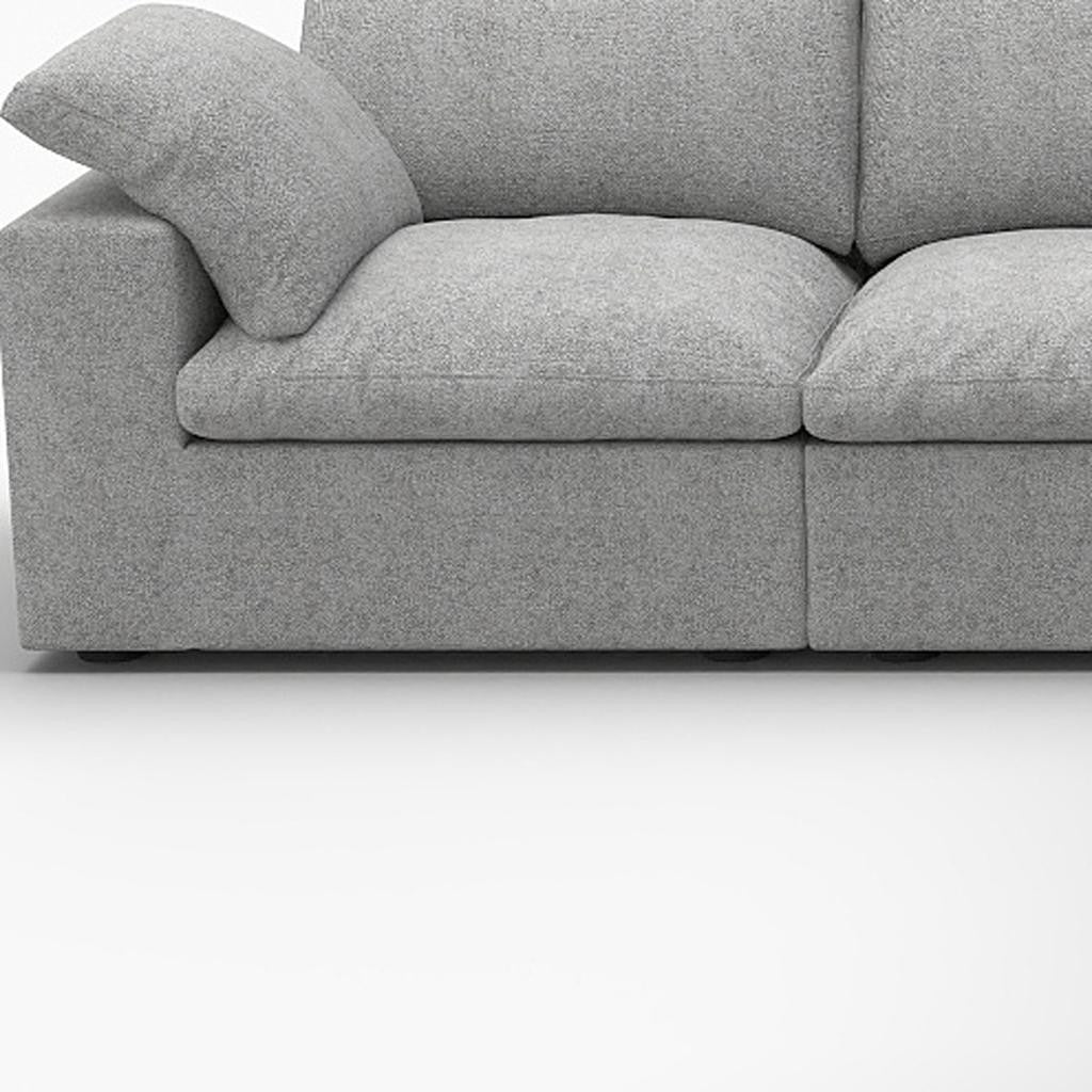 Light Gray Linen Blend Modular L Shaped Five Piece Corner Sectional