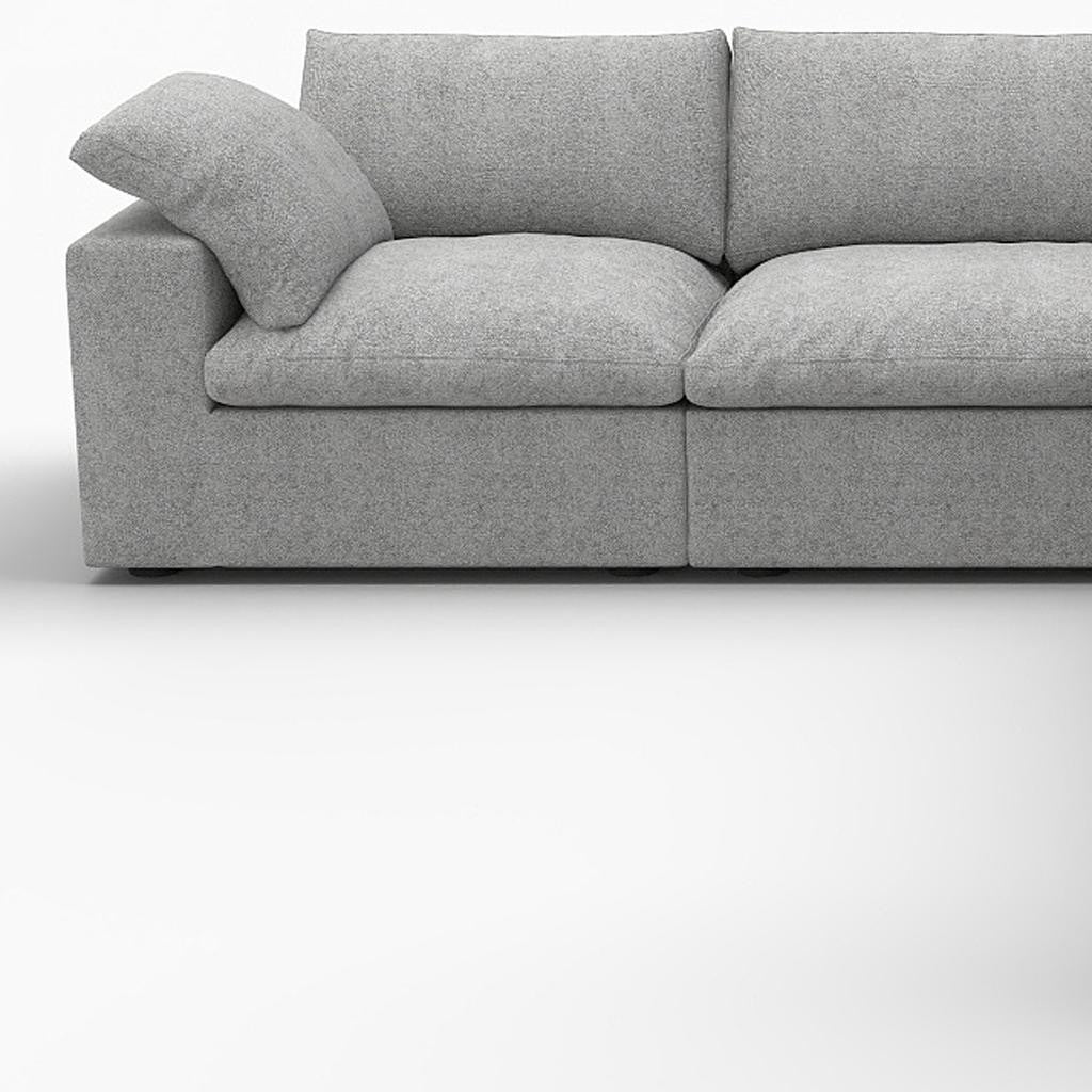 Light Gray Linen Blend Modular L Shaped Five Piece Corner Sectional
