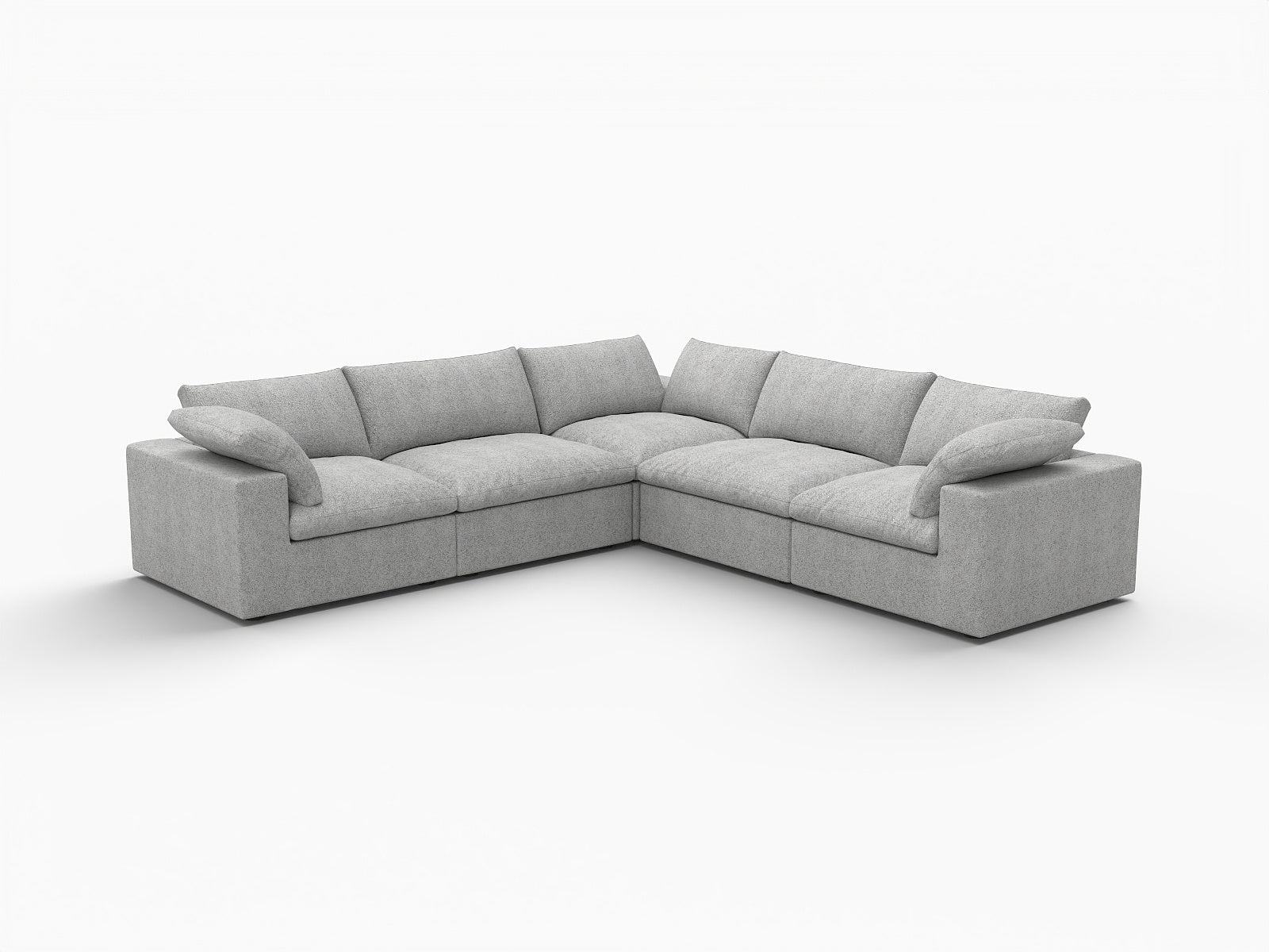 Light Gray Linen Blend Modular L Shaped Five Piece Corner Sectional