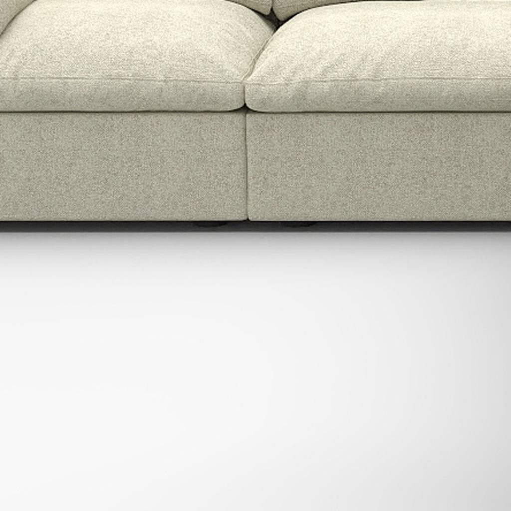 Khaki Linen Blend L Shaped Five Piece Corner Sectional