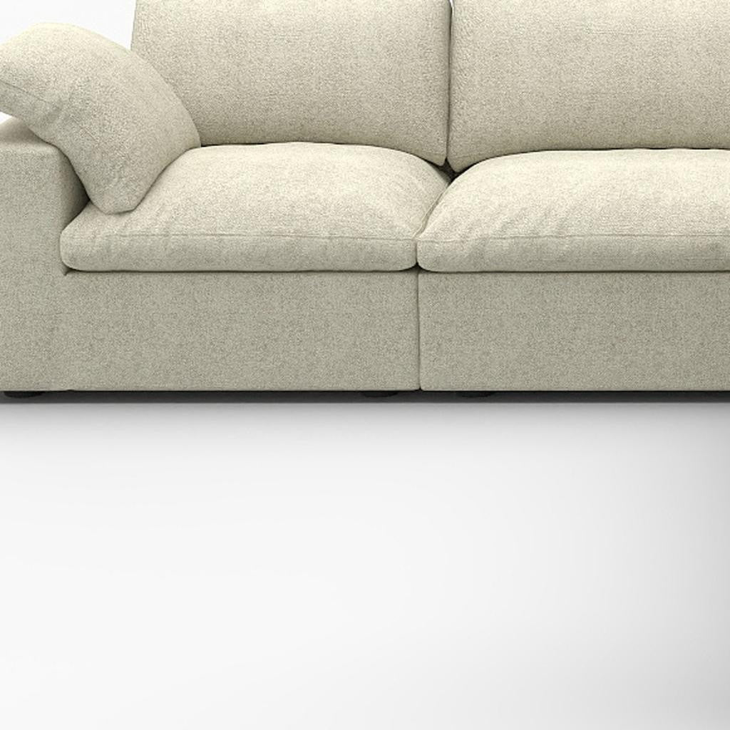 Khaki Linen Blend L Shaped Five Piece Corner Sectional