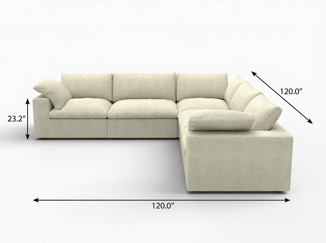 Khaki Linen Blend L Shaped Five Piece Corner Sectional