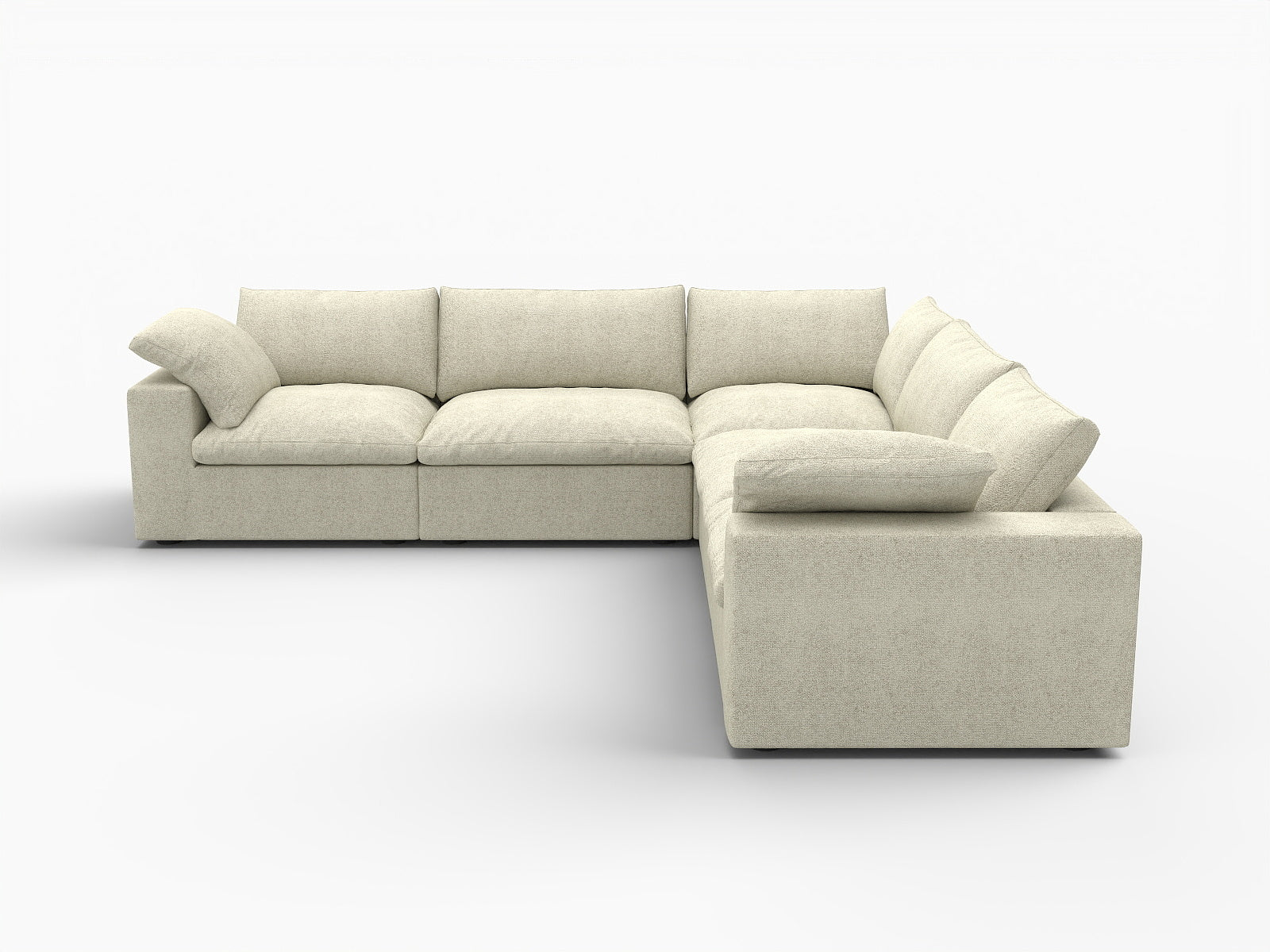Khaki Linen Blend L Shaped Five Piece Corner Sectional