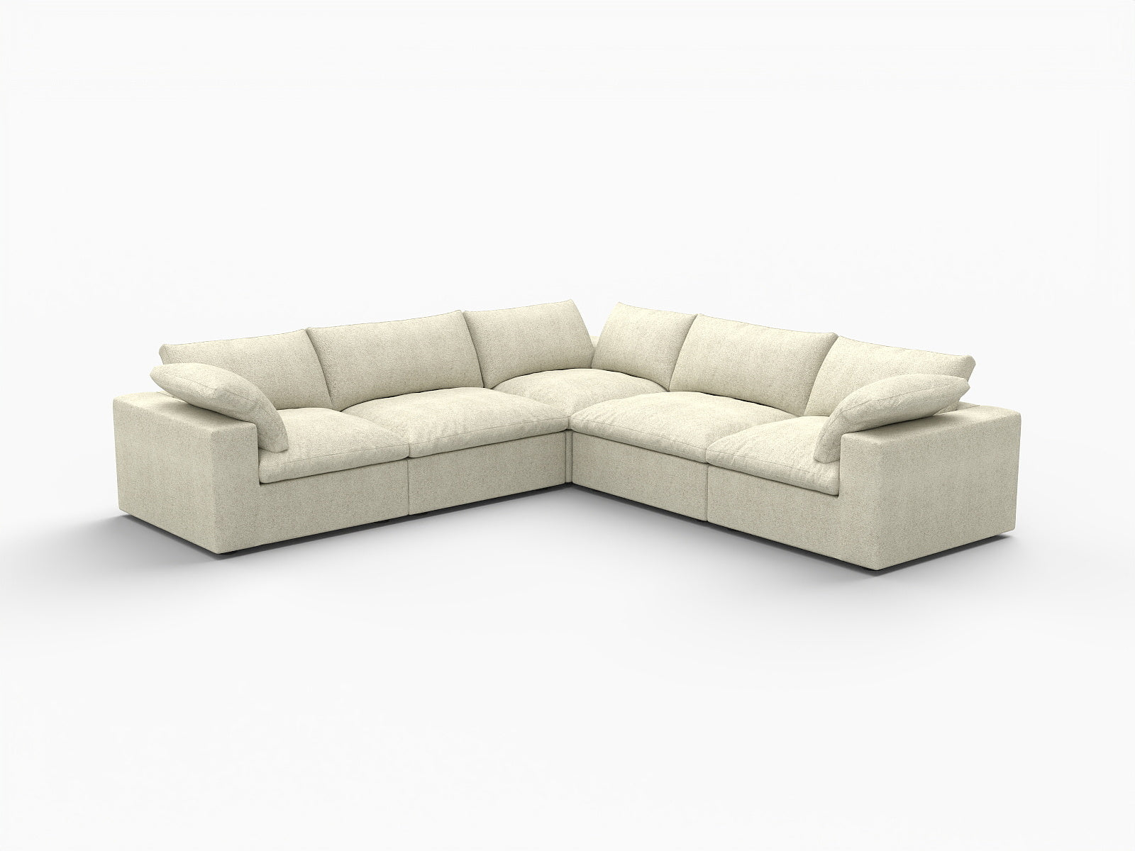 Khaki Linen Blend L Shaped Five Piece Corner Sectional