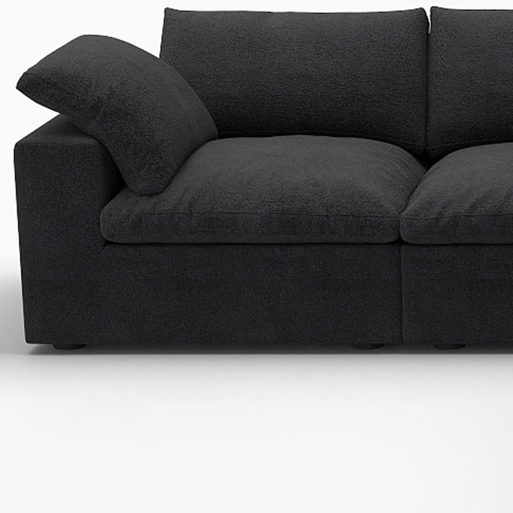 Black Linen Blend Modular L Shaped Five Piece Corner Sectional