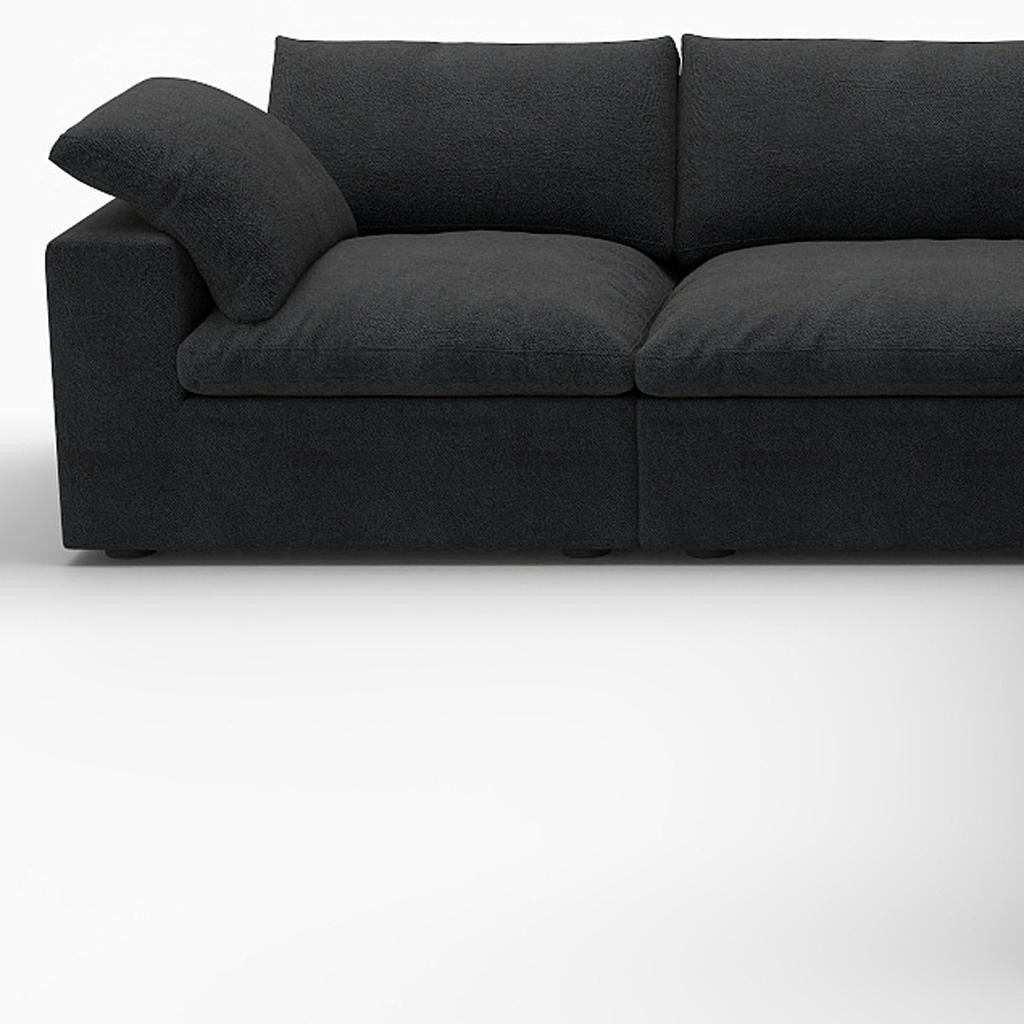 Black Linen Blend Modular L Shaped Five Piece Corner Sectional