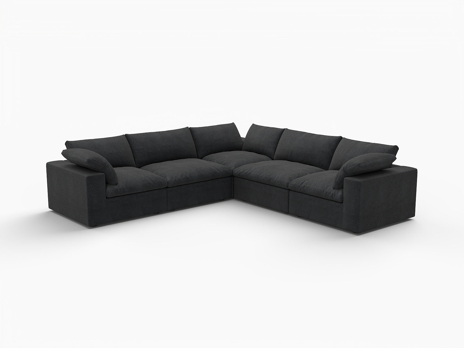 Black Linen Blend Modular L Shaped Five Piece Corner Sectional
