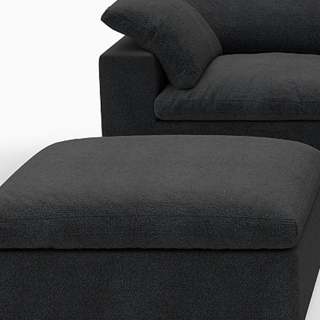 Black Linen Blend Modular L Shaped Six Piece Corner Sectional With Ottoman
