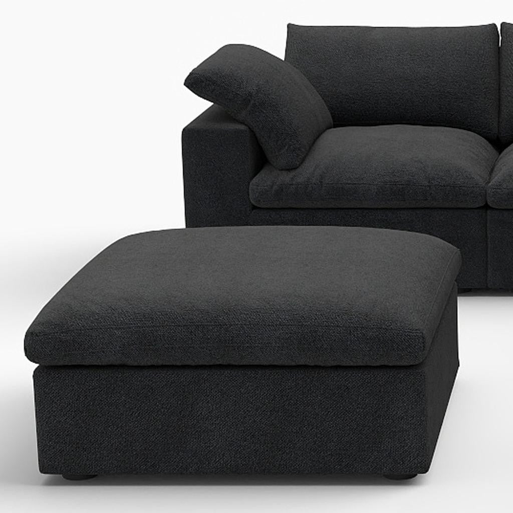 Black Linen Blend Modular L Shaped Six Piece Corner Sectional With Ottoman