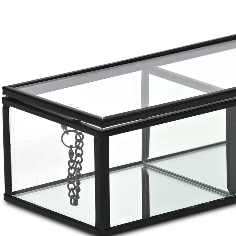 2" Black Glass Hand Painted Decorative Box