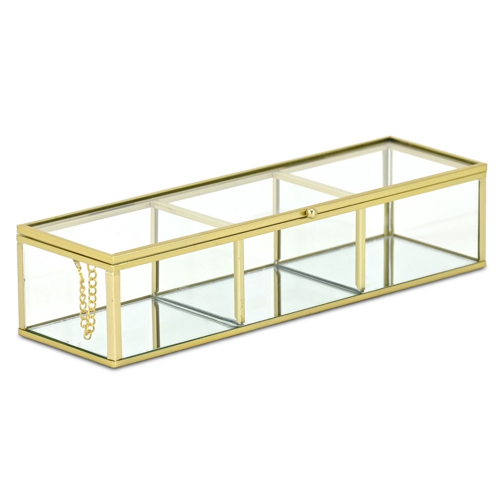 2" Gold Glass Hand Painted Decorative Box