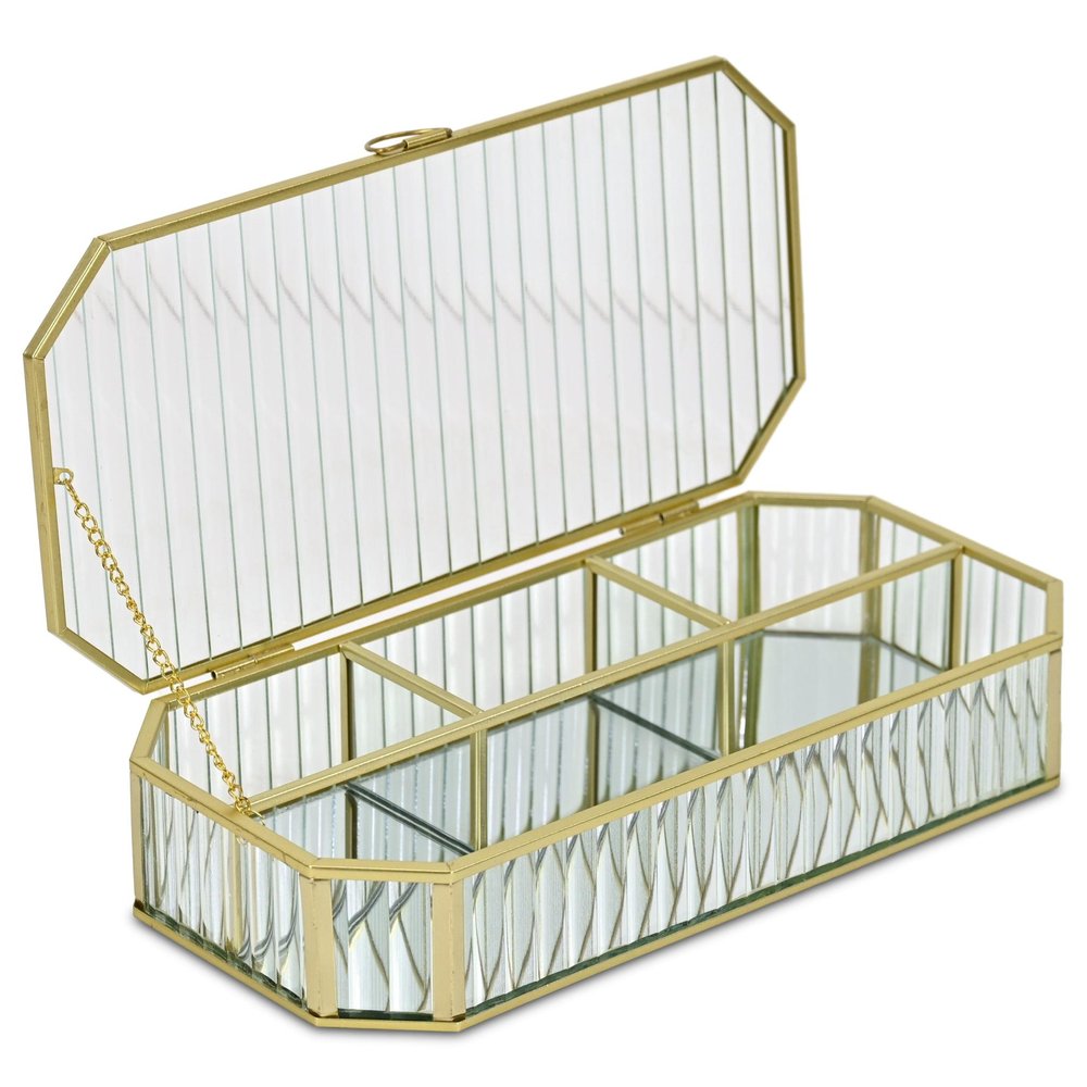 2" Gold Glass Hand Painted Decorative Box