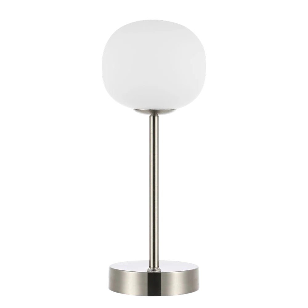 12" Nickel Novelty USB Table Lamp With Globe Shade