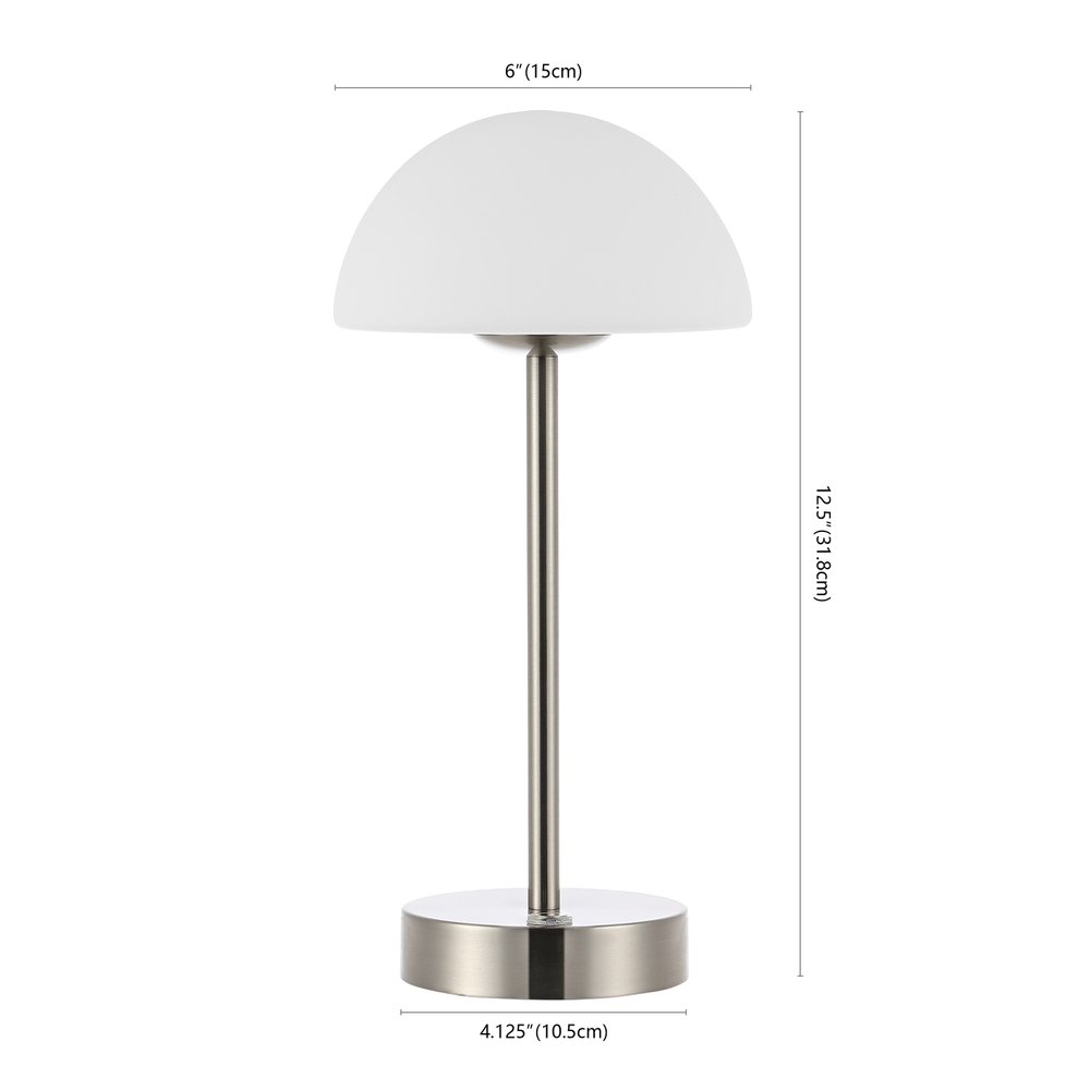 13" Nickel USB Table Lamp With Dome Shade