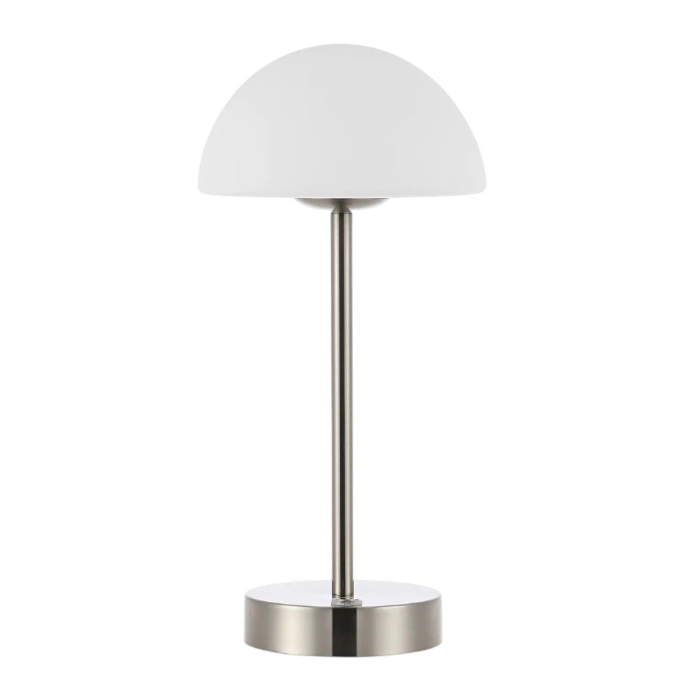 13" Nickel USB Table Lamp With Dome Shade