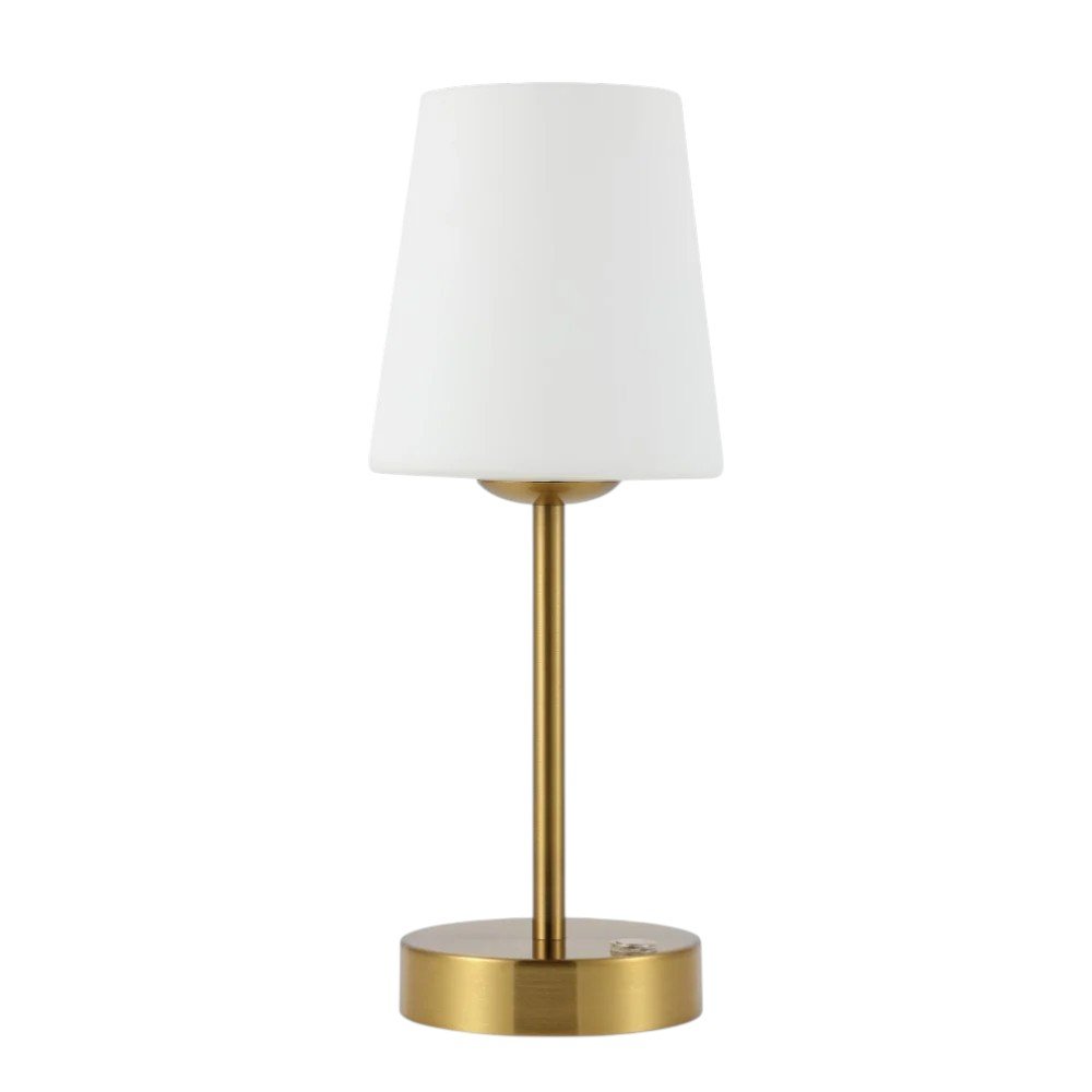 13" Gold USB Table Lamp With Empire Shade